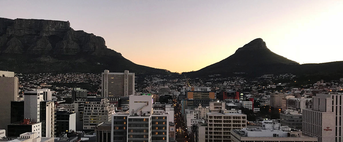 View of Cape Town city at night