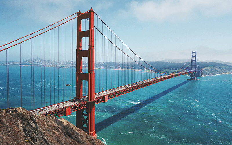 View of the Golden Gate bridge in San Francisco