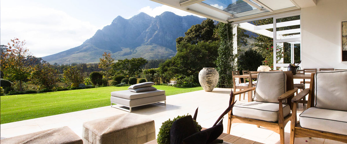 View from of mountains at Stellenbosch winery in South Africa