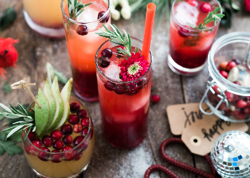 easy wine cocktails standing on a table at home with other decorations